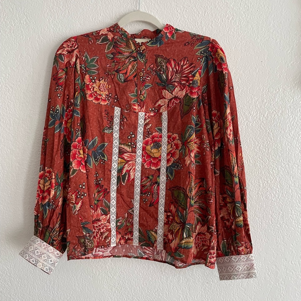 NWT FARM Rio button up floral blouse sz S